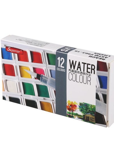 Buy Superior -12 Watercolor Painting Set With Paintbrush in Egypt