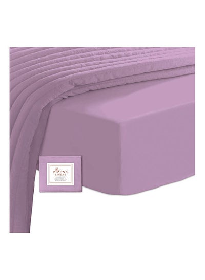 Buy 100 Long Staple 400 Thread Count Soft Sateen Weave King Size Fitted Bed Sheet Cotton Dusty Lavender 180x200cm in UAE