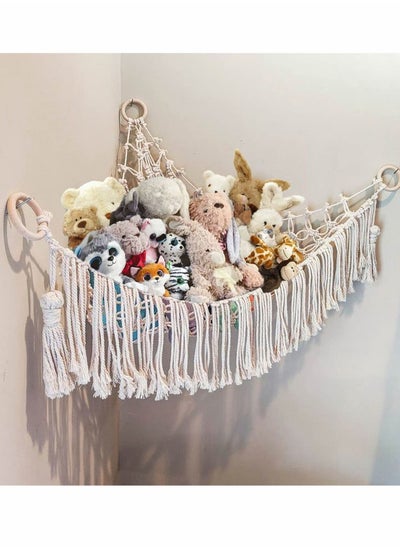 اشتري Stuffed Animal Toy Hammock Macrame with Light Corner Toy Corner Hammock Organizer Display Holder Net for Hanging Stuff Animals في الامارات