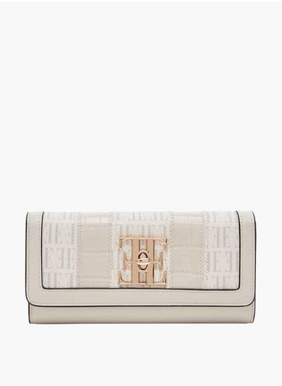 اشتري Women Monogram Print Flap Wallet with Twist Lock Closure في الامارات