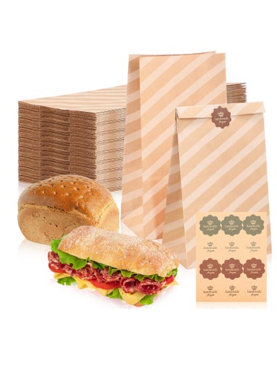 اشتري Paper Lunch Bags Bulk, 50 Pcs 4.5 Lbs Brown Paper Bags Bulk Paper Lunch Bags with Stickers, Snack Bags Kraft Bread Bag Sandwich Bags, Grocery Bags, for Lunch, Snack, Sandwich Party Wrapping في السعودية