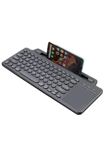 Buy Bluetooth Keyboard 2.4G with Touchpad, Multi-Device Wireless Keyboard with Phone Holder for Smart TV, HTPC, Desktop, Tablet, Compatible with Windows, Android, iOS (Black) in Saudi Arabia