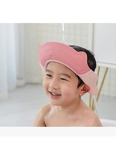 Buy Baby Shower Cap Adjustable Bath Cap Soft Baby Toddler Protective Cap Waterproof Shampoo Cap Bath Cap Protect Infant Eyes Cover Ears (Pink) in Egypt