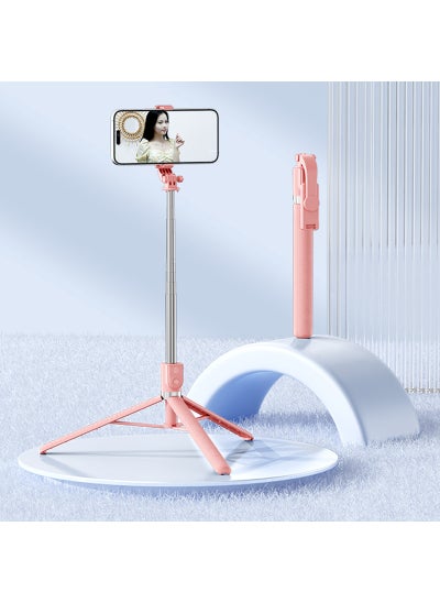 اشتري Extendable Selfie Stick with Bluetooth Remote and Beauty Light pink 1.7 meters without lights Z165 في السعودية