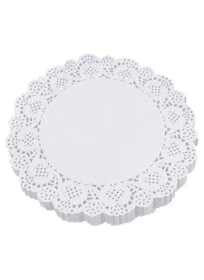 Buy 8.5-in Lace Paper Doilies Disposable Decorative Round Paper Tableware Decoration 100 Piece White in UAE