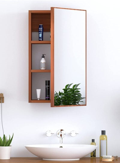Buy Bathroom and bedroom Cabinets with Single Mirrored Door with 3 Storage Units with Shelves in UAE