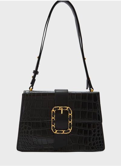 Buy Chain Buckle Croc Effect Satchel Bag in UAE