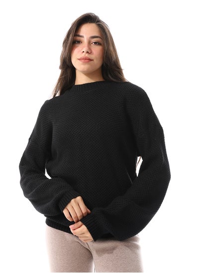 Buy Birdseye Knitted Pattern Slip On Pullover_ Black in Egypt