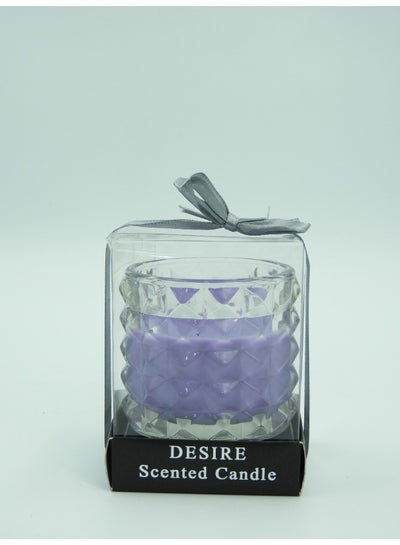Buy Wrapped Gift Lavender Scented Jar Candle with Pleasant Odor for Gift Birthday Purple 8x10x7cm in UAE