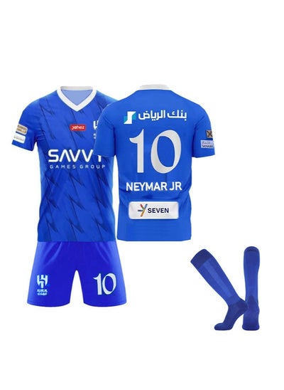 Buy Kids Football Jersey Set - #10 Neymar JR Complete Soccer Jersey Set with 1 Jersey, 1 Short and 1 Pair of Socks, Perfect Gift for Kids Children and Football Fans in Saudi Arabia