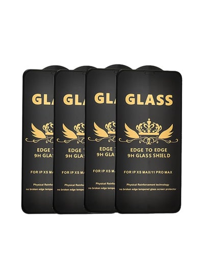 Buy G-Power 9H Tempered Glass Screen Protector Premium With Anti Scratch Layer And High Transparency For Iphone XS Max  Set Of 4 Pack 6.5" - Black in Egypt