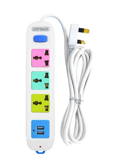 اشتري شرائط الطاقة Unipower EX-1676 سلك تمديد 2 USB مع 3 منافذ مع مفتاح، محول قابس عالمي، مقبس شحن مع سلك تمديد 3 أمتار (متعدد الألوان) في الامارات