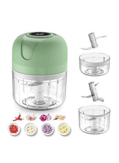 Buy Electric Mini Garlic Chopper, Food Chopper, 2Cups, Rechargeble Wireless Food Processor for Garlic Pepper Chili Vegetable Nuts Meat (250ml+100ml) in UAE