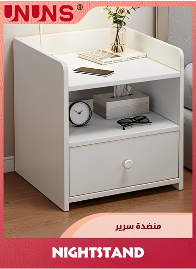 Buy Beside Table Nightstand,Sturdy Wood Nightstand With Storage Drawer And Shelf,Modern End Table Bedside Table For Bedroom,Dorm,Small Spaces,White in Saudi Arabia