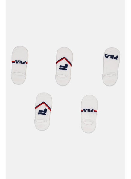 Buy Men 5 Pairs Brand Logo Invisible Socks, White in Saudi Arabia