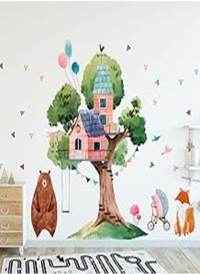 Buy Decorative kids room sticker -Giant tree and the hut of happiness (100x135cm) in Egypt