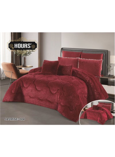 Buy 8-piece royal winter double bedspread, one velvet side and one thick fur side, king size 220x240 in Saudi Arabia