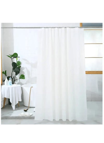 Buy 1-Piece Bathroom Shower Curtain Waterproof Shower Curtain With Hooks White 180x180 Centimeter in UAE