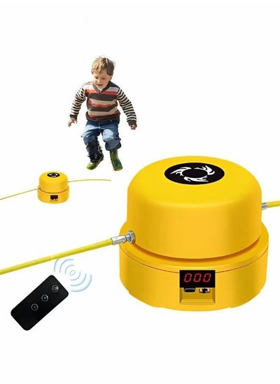 Buy Smart jump rope machine, electric rope skipping machine wireless remote control, rope skipping sports multi-person entertainment for family, office 10 gears can be adjusted, yellow in Saudi Arabia