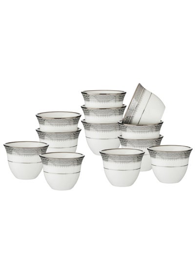 Buy Saudi porcelain coffee cups with silver decor in Saudi Arabia