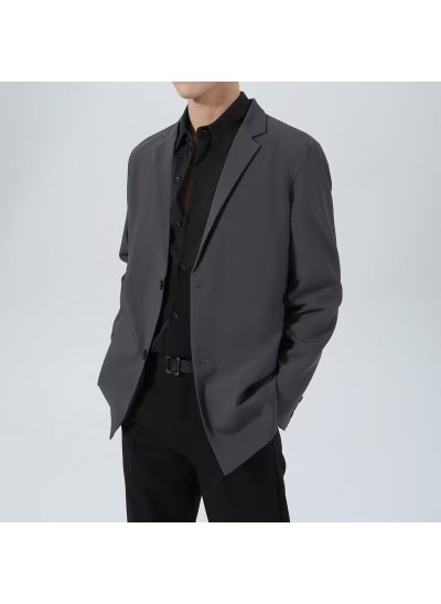 Buy British Style Mens Casual Blazer Suit Jacket Dark gray in Saudi Arabia