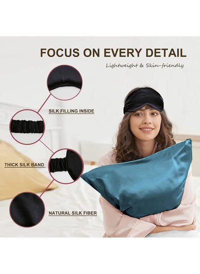 Buy Natural Mulberry and Ice Silk Pillowcase for Hair and Skin Pillow Cases Set of 2 with Eyemask in UAE