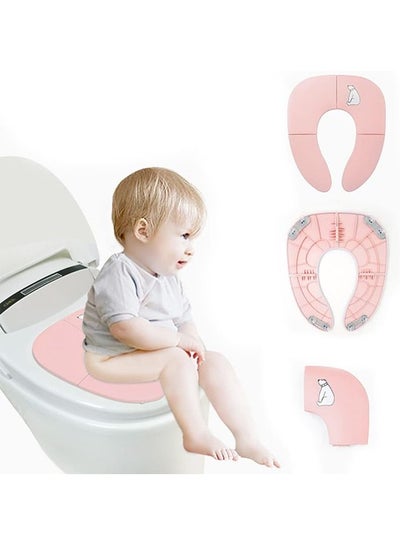Buy Travel Potties,Toddler Potty Seat Cover Travel Portable Potty Seat for Kids Non-Slip Foldable Toilet Seat Pad with Carry Bag & Splash Guard Pink in Saudi Arabia