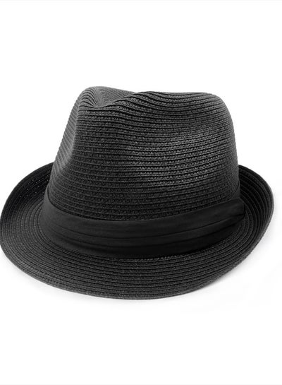 اشتري Large Straw Fedora Hats,Short Brim Trilby Sun Hat,Packable Roll Up Panama Summer Hat في الامارات
