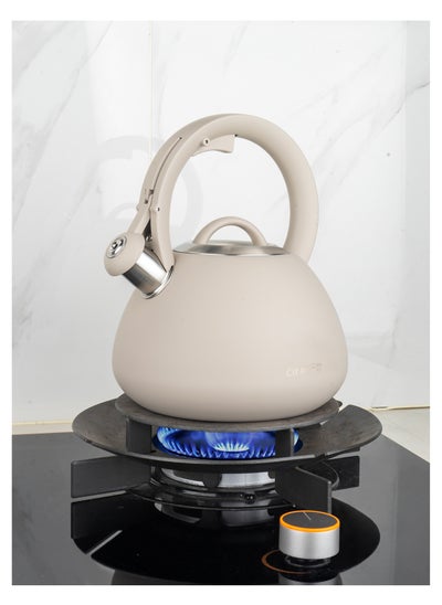 Buy Cuisine Art JURA Stainless Steel Whistling Tea Kettle 3.0L, Beige, 201 Stainless Steel, Nylon Handle, Soft Touch Coating, Fast Boiling, 18/0 Single Bottom, Suitable for use on all stove tops in UAE