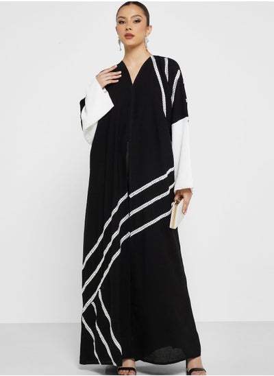 Buy Color Block Detail Abaya in UAE