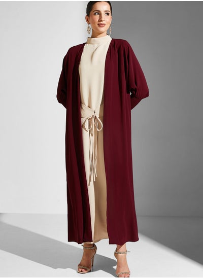 Buy Knitted Shirred Detail Abaya in UAE