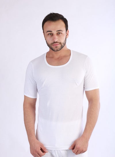 Buy Jet Men Undershirt Round Neck And Half Sleeves-White in Egypt
