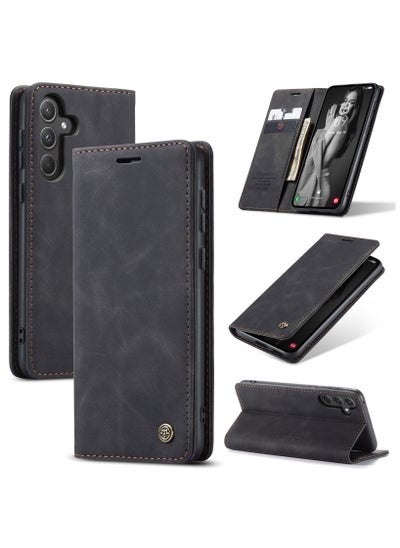 Buy CaseMe Samsung Galaxy A55 Wallet Case Book Folding Flip Folio Case with Magnetic Kickstand Card Slots Protective Cover - Black in Egypt