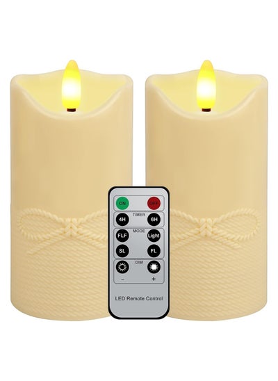 Buy 2 Pcs LED Candles Flickering Flameless Candles with Remote Control Timer, Tealights Candle Small Electric Fake Tea Candle Realistic for Wedding in UAE