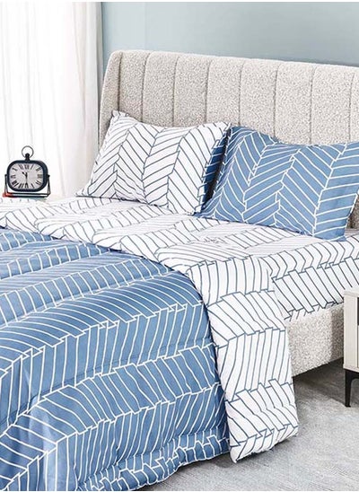 اشتري Chevron Comforter and Pillowcase Set, Tranquil Blue & White - 260x240 cm في الامارات