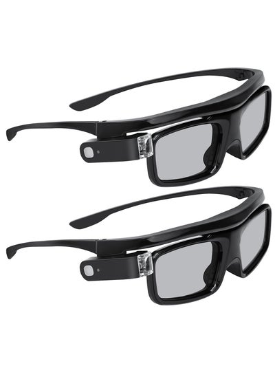 Buy DLP Link 3D Glasses for Aurora, Aurora Pro Rechargeable Active Shutter Glasses Home DLP Projector Glasses Lightweight and Comfortable 3D Glasses Ghost Free Flicker Free Black 2Pack in UAE