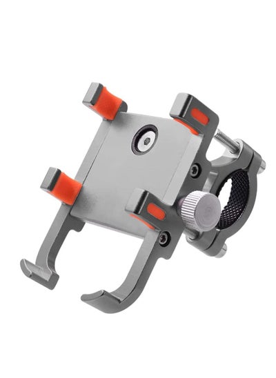 اشتري Phone Holder Stand for Car Bicycle Motorcycle Mount Six-claw Aluminum Alloy Mobile Bracket Bike Navigation Fixing Frame Stainless Silver-Orange في الامارات