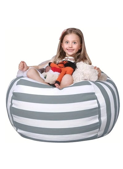 اشتري Stuffed Animal Storage Bean Bag Chair Cover For Kids | Stuffable Zipper Beanbag For Organizing Children Plush Toys Large Premium Cotton Canvas في السعودية