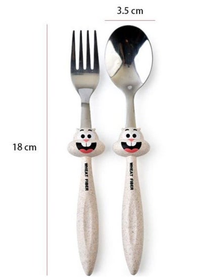 Buy Brain Giggles 2 Pcs Beige Bugs Bunny Kid's Cutlery in UAE