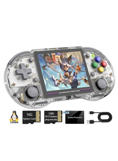 Buy RG353PS Retro Handheld Game Console, Single Linux System RK3566 Chip 3.5 Inch IPS Screen, Comes with 128G TF Card Preinstalled 4519 Games, Support 5G WiFi 4.2 Bluetooth (Transparent) in UAE