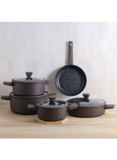 اشتري Bistro 9-Piece Hammered Cookware Set Metalic Brown في الامارات