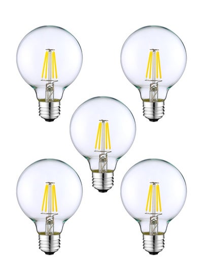 Buy 5 Pcs A60 Clear Glass Lampshade E27 LED Filament Edison Bulb, 8W, 6500K Cool White, Non-Dimmable, Round Shape Bulb,  for Home Indoor Decoration, Interior, Chandelier, Room Decor And More in UAE