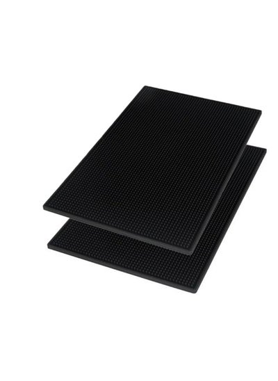 اشتري 2Pcs Coffee Mat Bar Mat 6 x 12 Black Stylish and Durable PVC Counter Top Cup Mat Spill Mat  for Home Bar and Kitchen Countertop Easy to Clean Resistance to Cold and Heat في السعودية