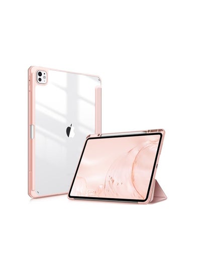 Buy Case Compatible with iPad Pro 13 inch 2024 (M4), [Built-in Pencil Holder] Shockproof Cover w/Clear Transparent Back Shell, Auto Wake/Sleep, pink in Egypt