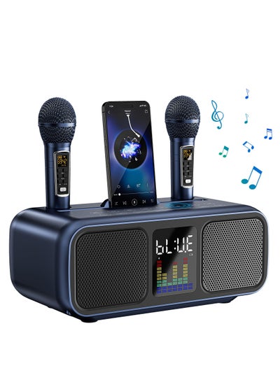 Buy Karaoke Machine with 2 UHF Wireless Microphones and LED Screen, Portable Bluetooth Speaker in Saudi Arabia
