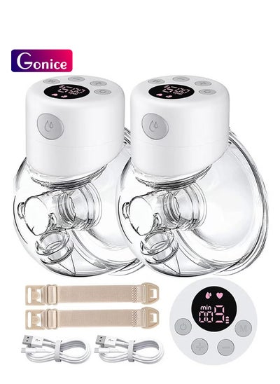 Buy Electric Dual Hands-Free Breast Pump S12, LCD Display, Low Noise With Painless, 2 Modes And 9 Levels - White in UAE