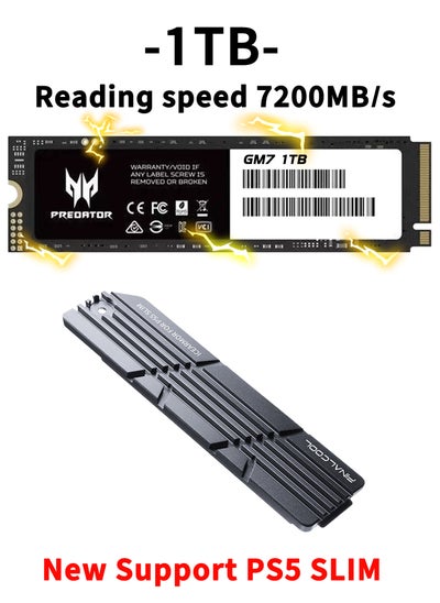 Buy 1TB 7200MB/s SSD PCIe NVMe Gen4 M.2 2280, Internal Solid State Drives, ONLY Compatible with PS5 SLIM in Saudi Arabia