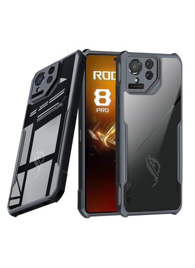 Buy Case for ASUS ROG Phone 8 Pro 5G with 1 Screen Protector, Ultra Thin Cover with Soft TPU Bumper, Acrylic Clear Back, Military Grade Airbag Drop Protection, Black in UAE