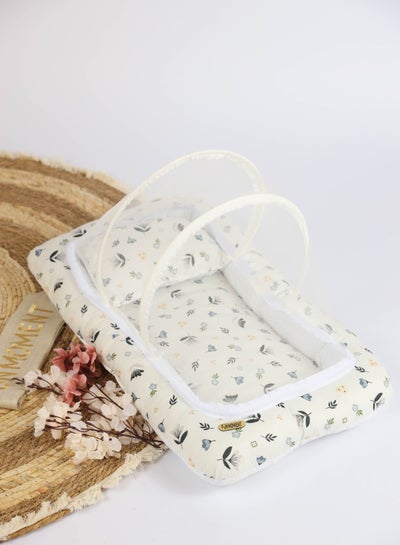 Buy Ultra-soft and breathable Sponge Mosquito Net Mattress for Newborns with Various Designs - White 70×45cm in Saudi Arabia