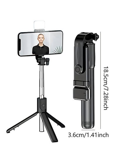 Buy 3-IN-1 Extendable bluetooth Tripod Selfie Stick With 2-Gear Stepless Dimming Light LED Fill Light for Mobile Phone - Black in UAE